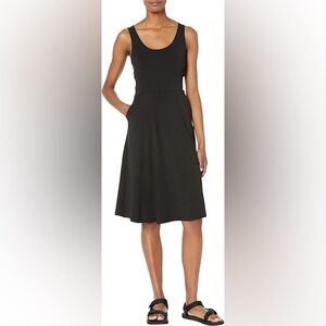 NWT Pact Black Midi Dress Tie Back Organic Cotton Size Medium